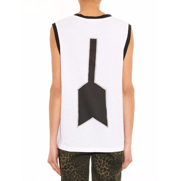 THE UPSIDE Black Arrow Print COTTON JERSEY Tank White TOP ( L ) - Picture 3 of 4
